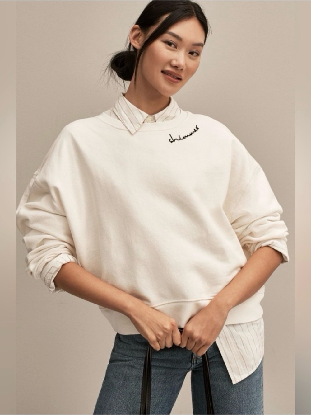 Pilcro Embroidered Sweatshirt Anthropologie Medium